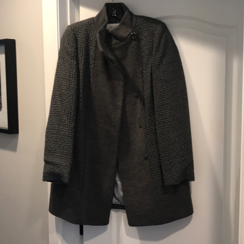 Calvin Klein boucle knot gray jacket